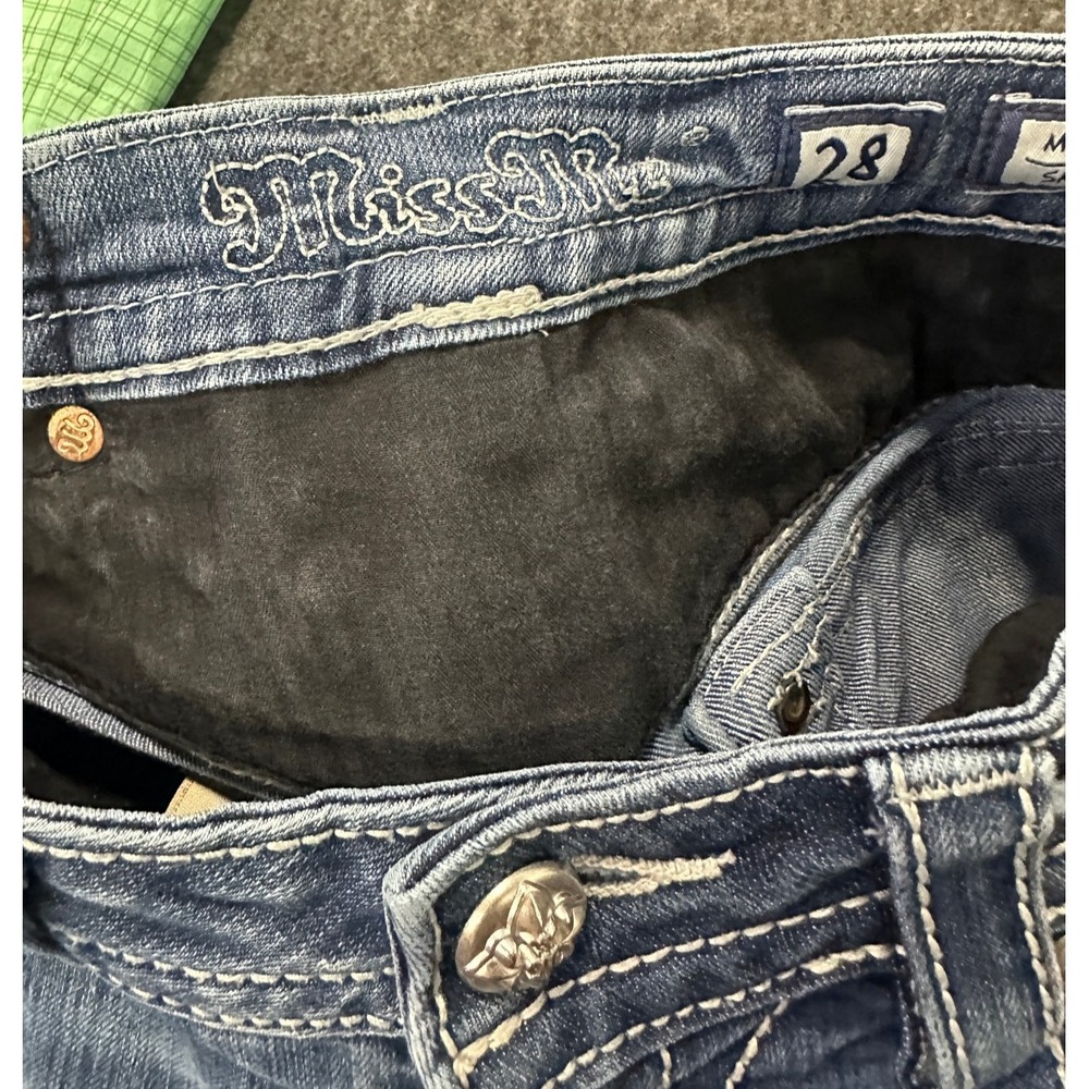 Miss Me Mid Rise Skinny Jeans Size 28 Zebra Sequin Studded Flap Pocket Denim - Picture 8 of 16